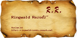 Ringwald Rezső névjegykártya
